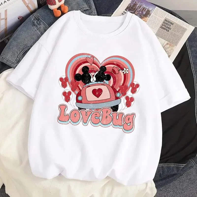 Happy Valentine's Day Love Printed T Shirt Kawaii Cartoon Graphic Short Sleeve T-shirt Summer Women Streetwear Clothes Tee Top