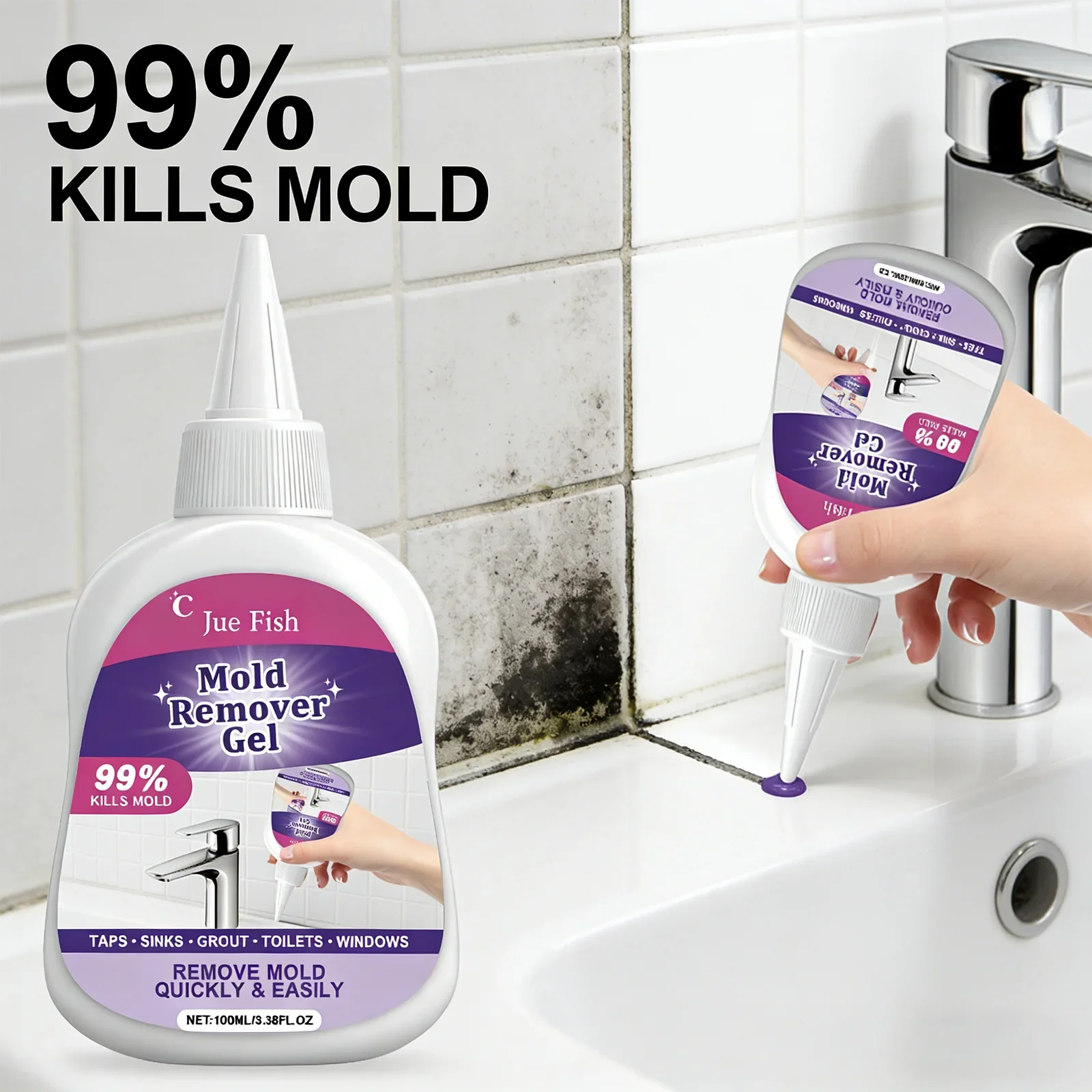 Long Lasting Mold Remover Gel Active Mildew Cleaner Wall Tile Grout Stain Eliminator Household Bathroom Kitchen Deep Clean Gel