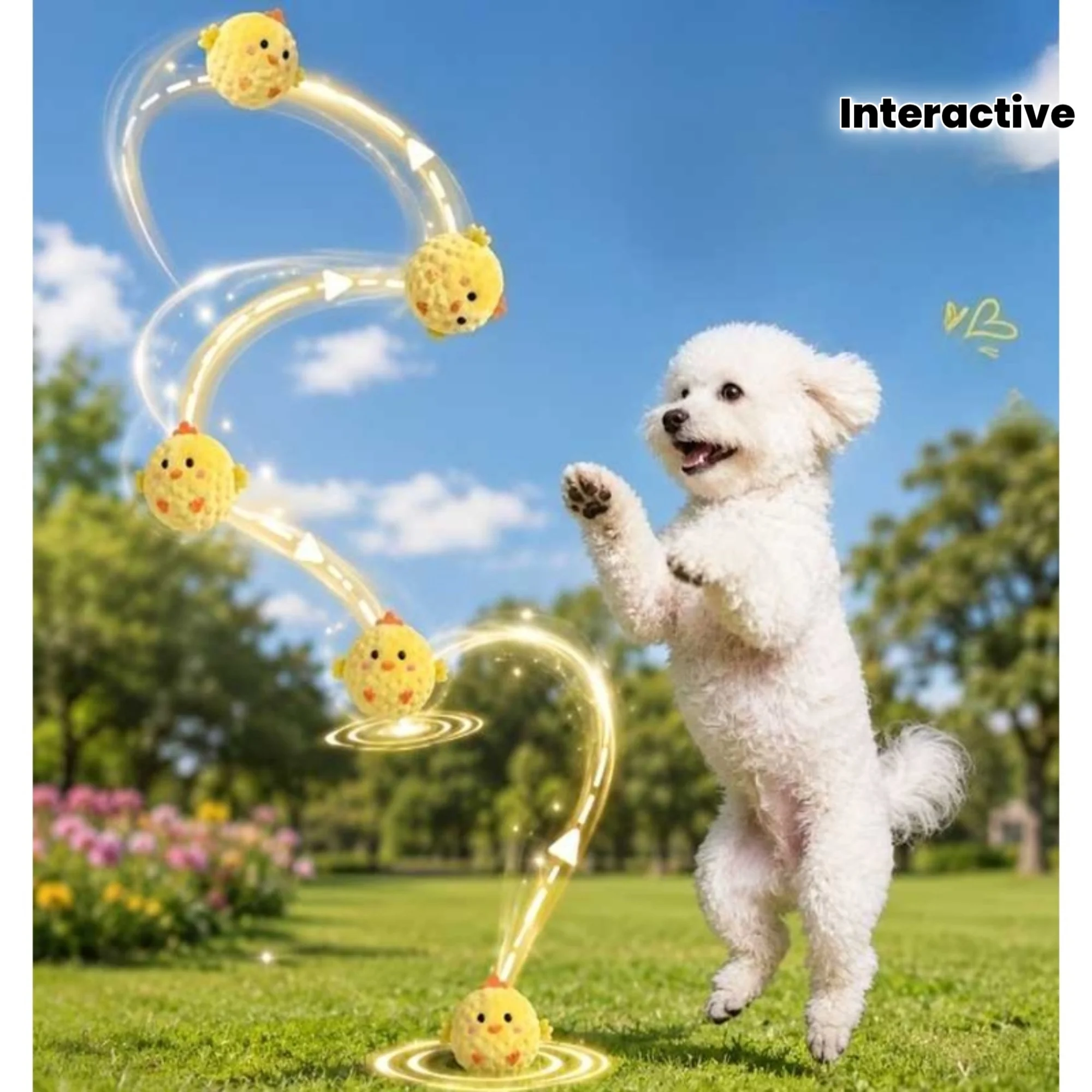 Cats Dogs Teething Toy Bouncing Yellow Chick Squeaky Ball Slow Rebound High Elasticity Bite‑Resistant Interactive Pet Gadget