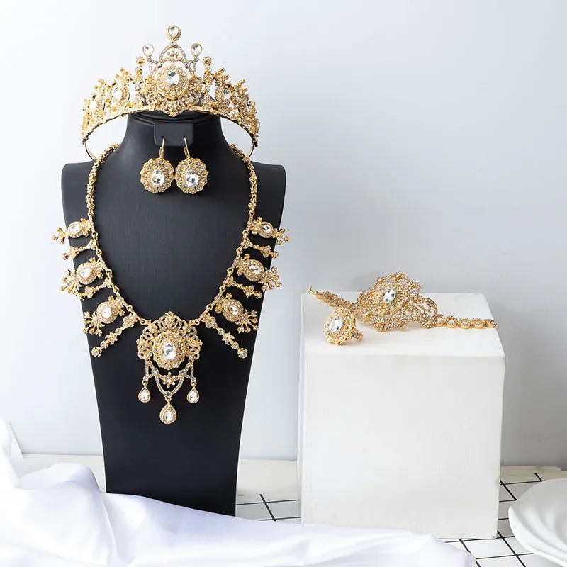 

Fatima Story Retro Moroccan Wedding Jewelry Set Gold Plated Fashion Accessories 5pcs Ladies Elegant Wedding Jewelery Collection