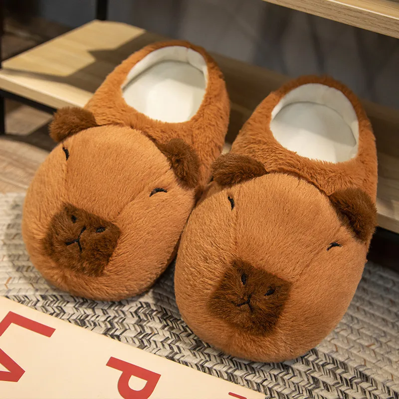 Zapatillas de felpa de vaca Highland Capybara para hombres y mujeres, zapatos de algodón de dibujos animados, lindos animales, regalos de Halloween y Navidad