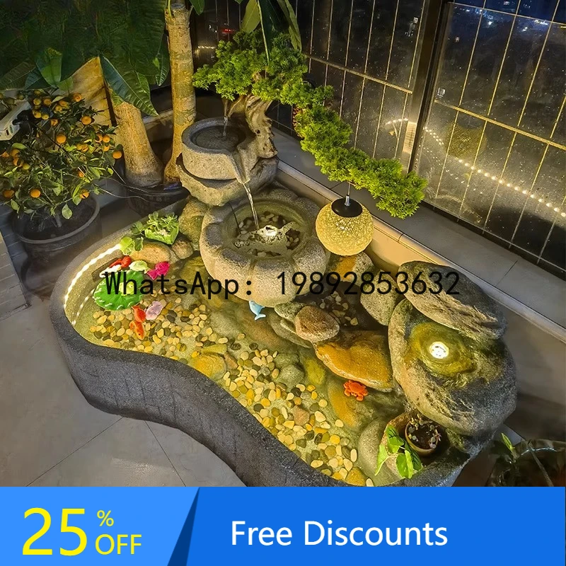 XLL Circulating Water Balcony Fish Pond Rockery Fish Tank Landscaping Indoor Office Water Feature Decoration