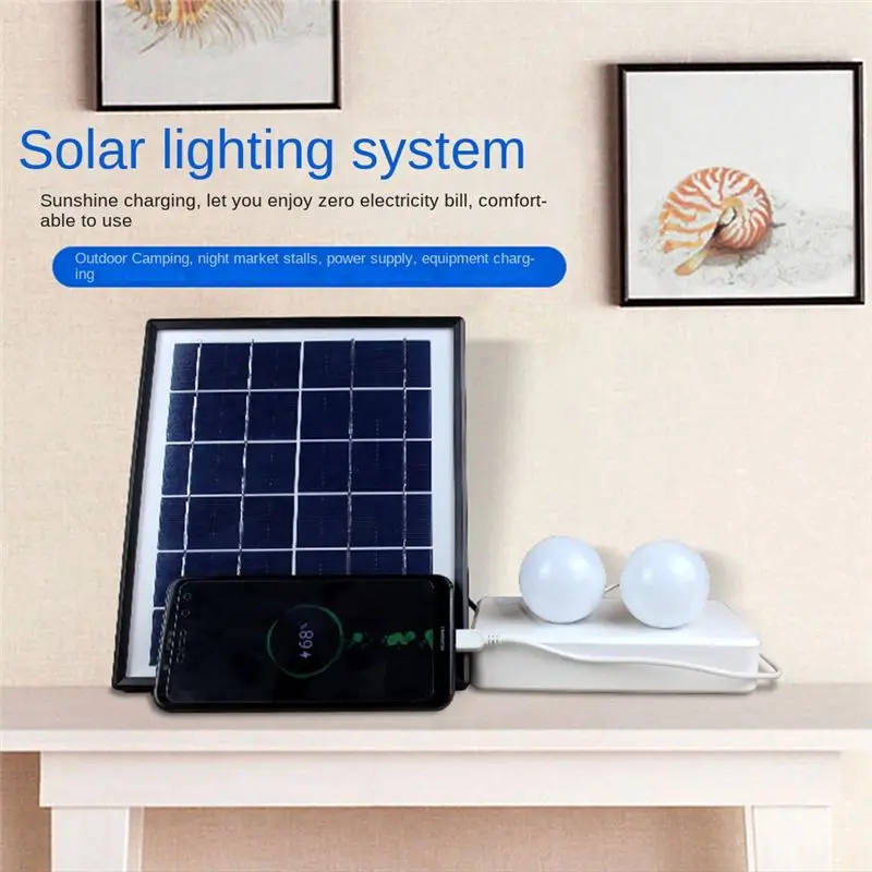 【LDHL】Solar Panel Light 2 Bulb Set Camping Solar Charger Energy Saving Solar Light Outdoor Indoor Rechargeable LED Light