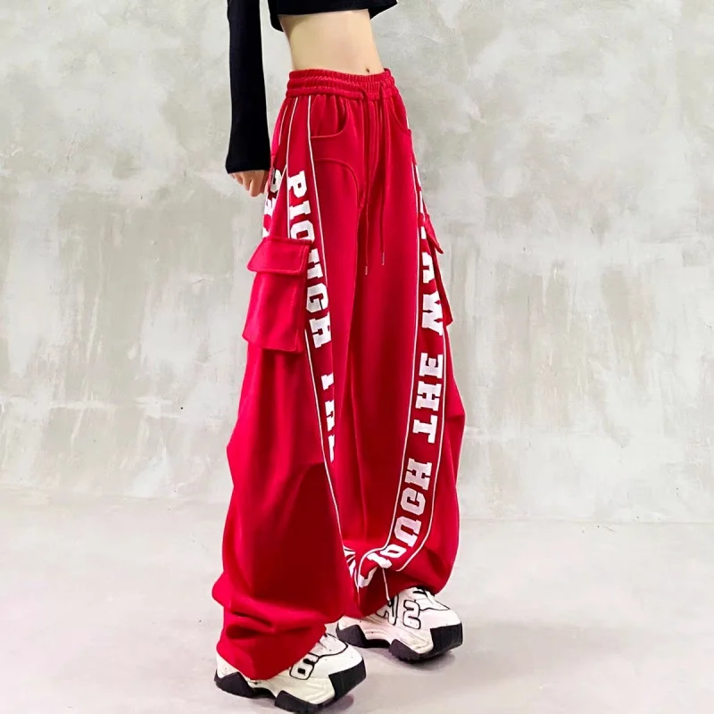 american-style-loose-fit-color-block-letter-workwear-casual-tennis-golf-sports-running-high-waist-fitness-versatile-knife-pants