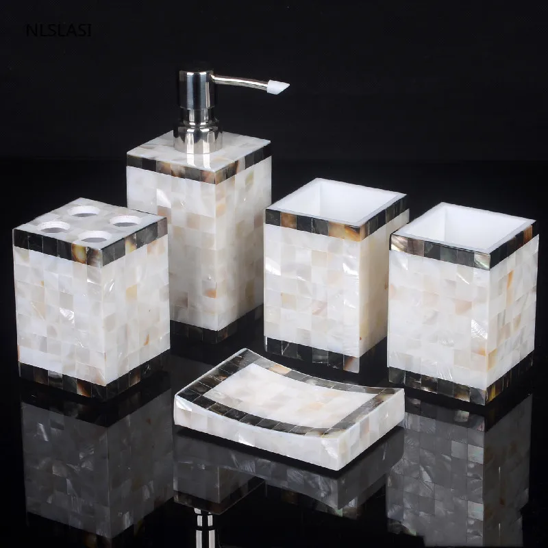 Nordic Style Resin Soap Dispenser Toothbrush Holder Bathroom Accessories Set Gargle Cup Dish Wedding Gifts Five Piece