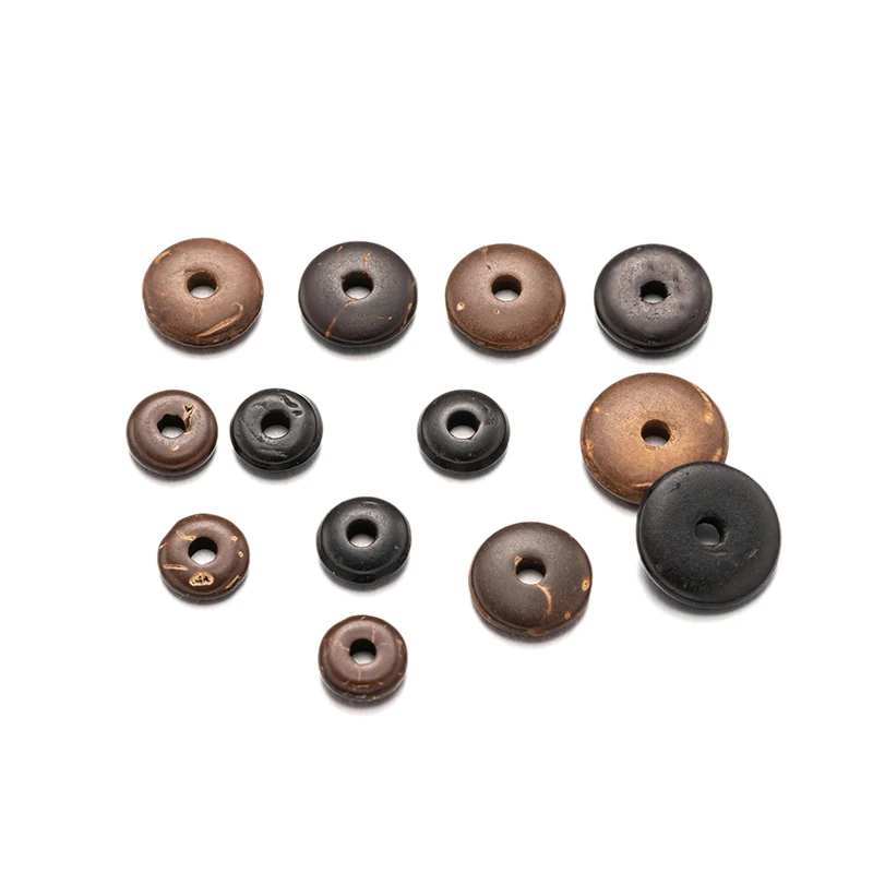 50pcs 6 8 10 12MM Natural Coconut Shell Flat Discs Beads Spacer For Handmade Bracelet Jewelry Accessories Making Supplies Charms