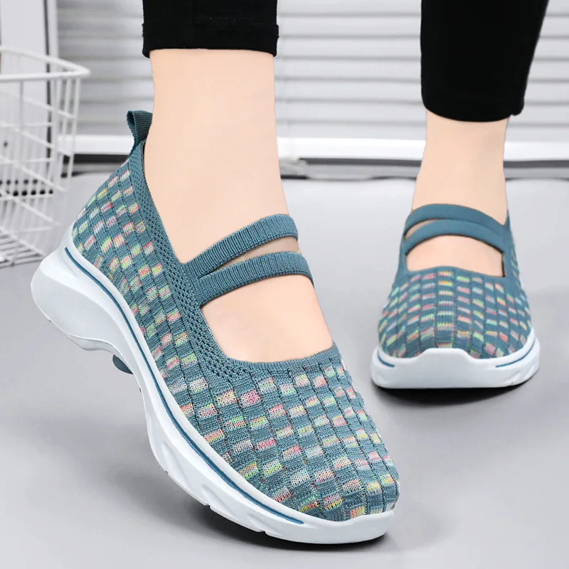 

Women's Shoes 2024 Spring New Large 41 Mesh Casual Single Shoes Breathable Soft Sole Comfortable Mom Shoes Thick Sole Dance