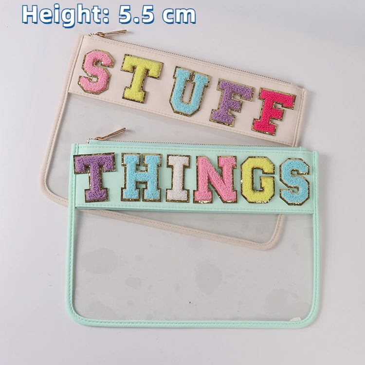 1PC 5.5cm Embroidered Letter Iron on Patch  Chenille Letter Patches with Glitter Varsity Fuzzy Patch A-Z Letters For Shirt Bag