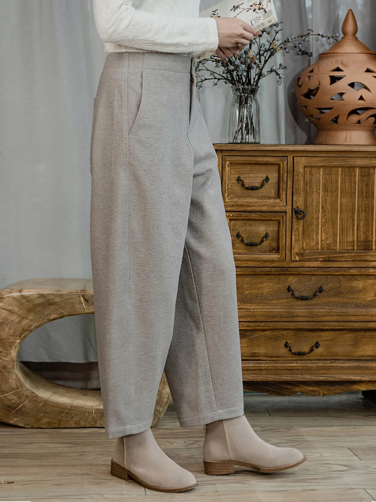 

Свободные женские брюки-морковки на весну-осень, эластичные, пригодные для машинной стирки, утягивающие, повседневные, укороченные, в стиле Харлан, оригинальные