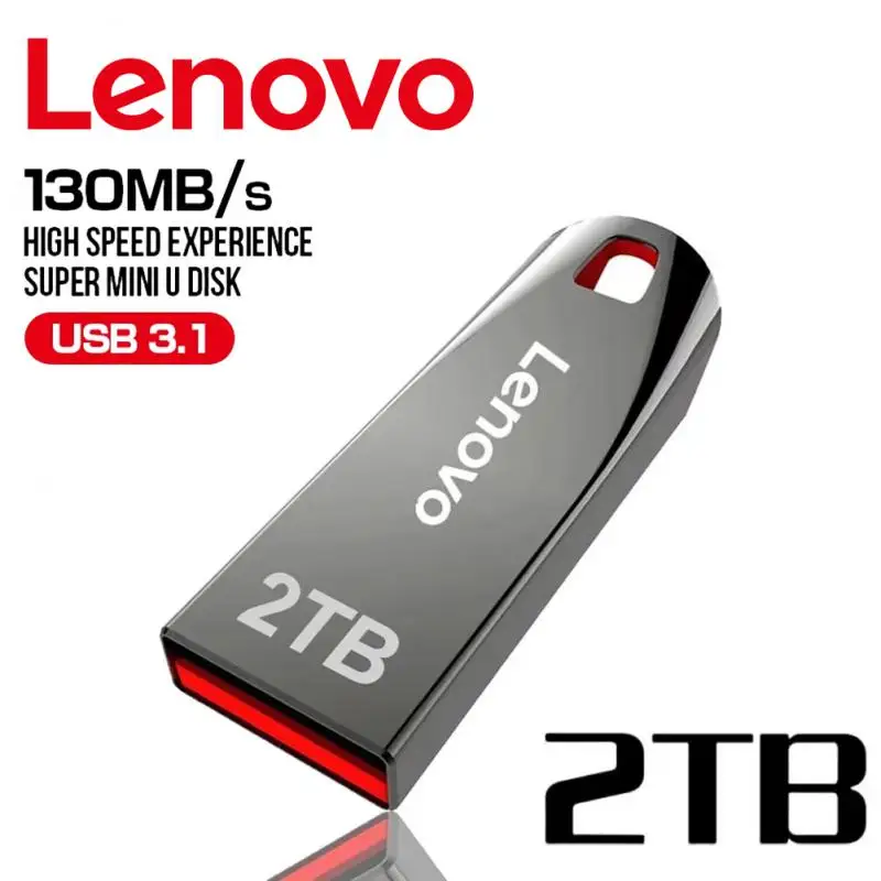 Lenovo Original 2 TB USB 3.1 Flash-Laufwerk Hochgeschwindigkeits-Stick 1 TB wasserdichter Metall-Typ-C-USB-Speicher für Computerspeichergeräte