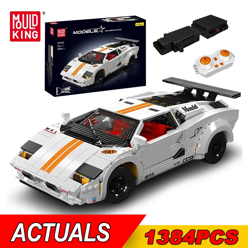 MOULD KING 13194Y 13195Y Technical Remote Control Super Sport Racing Countach Car Building Blocks Bricks Toys For Kids Gifts Boy