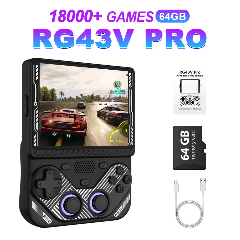 AISLPC RG43V PRO high-performance retro host 64GB18000+gaming RK3562 processor 4.3-inch IPS display WiFi 6 RGB joystick HDMI TV