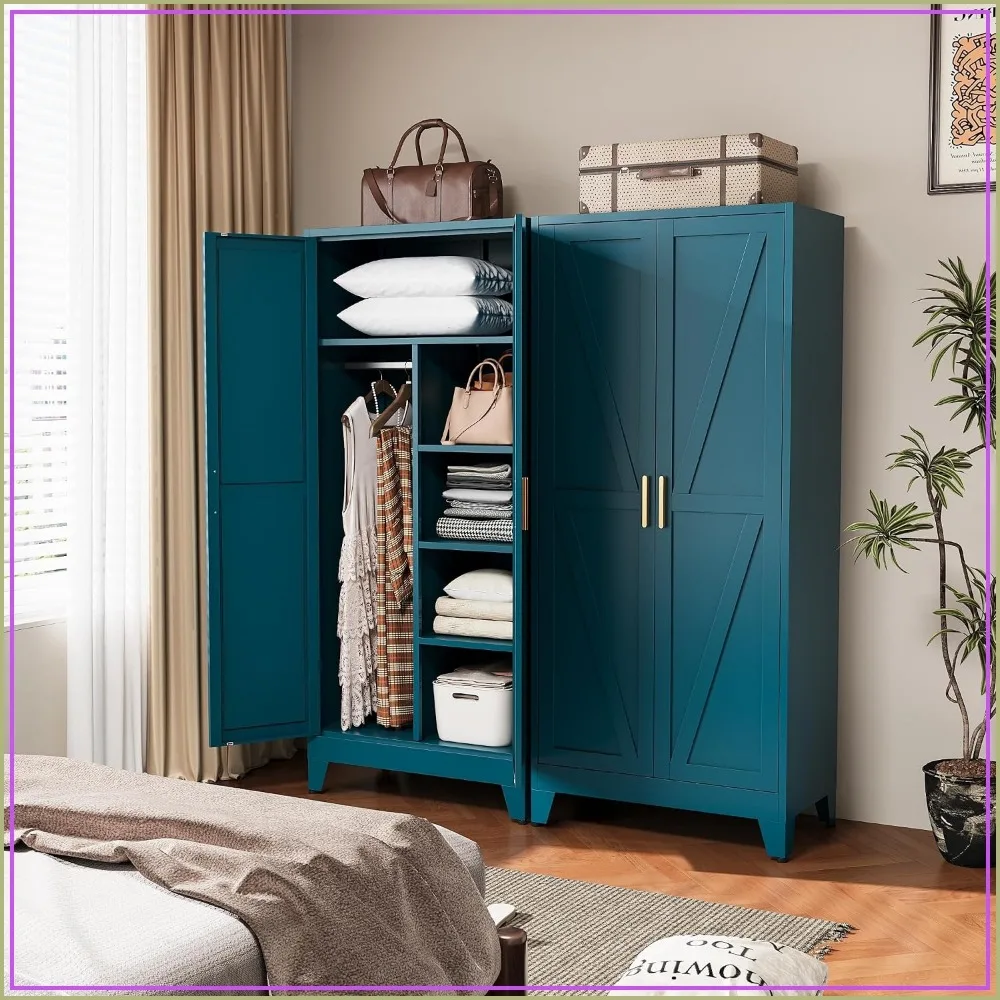 Peacock Blue Armoire Wardrobe, 71