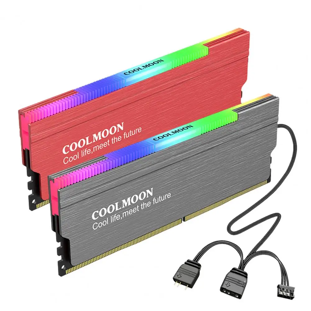 

5 В 3-контактный радиатор Ram Coolmoon Ram для Rapid Ddr3 Ddr4 Настольный ПК Модуль памяти компьютера 5 В 3-контактный Argb 4-контактный кулер