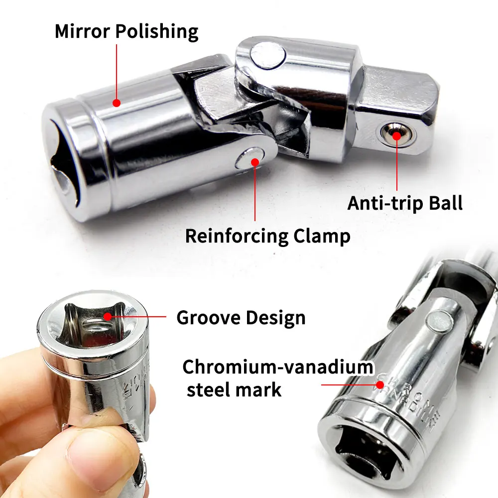 Chromium vanadium steel universal joint torque socket wrench electric auto repair tool accessory set