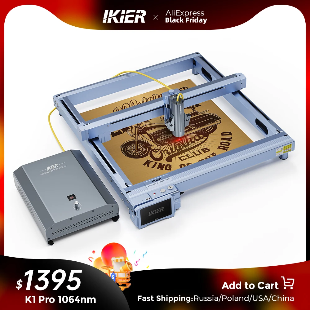 New ikier K1 Pro 1064nm World\'s First Professional 1064nm 20W Fiber Frame Type Laser Engraving Machine 900mm/s cutting Speed