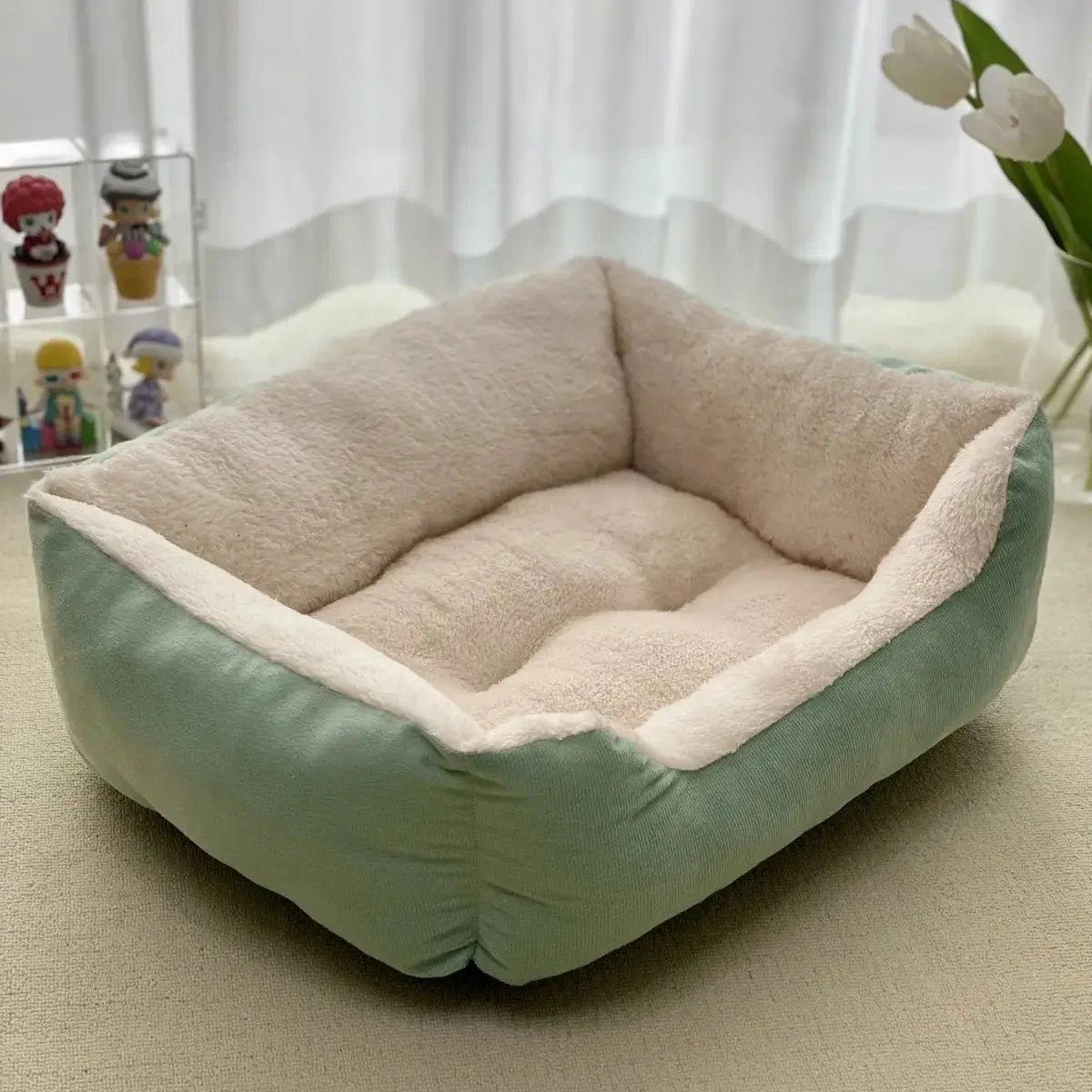 Dog Cat Pet Square Plush Kennel Medium Small Dog Sofa Bed Cushion Winter Warm Pet Sleeping Sofa Beds Mat Pet Product