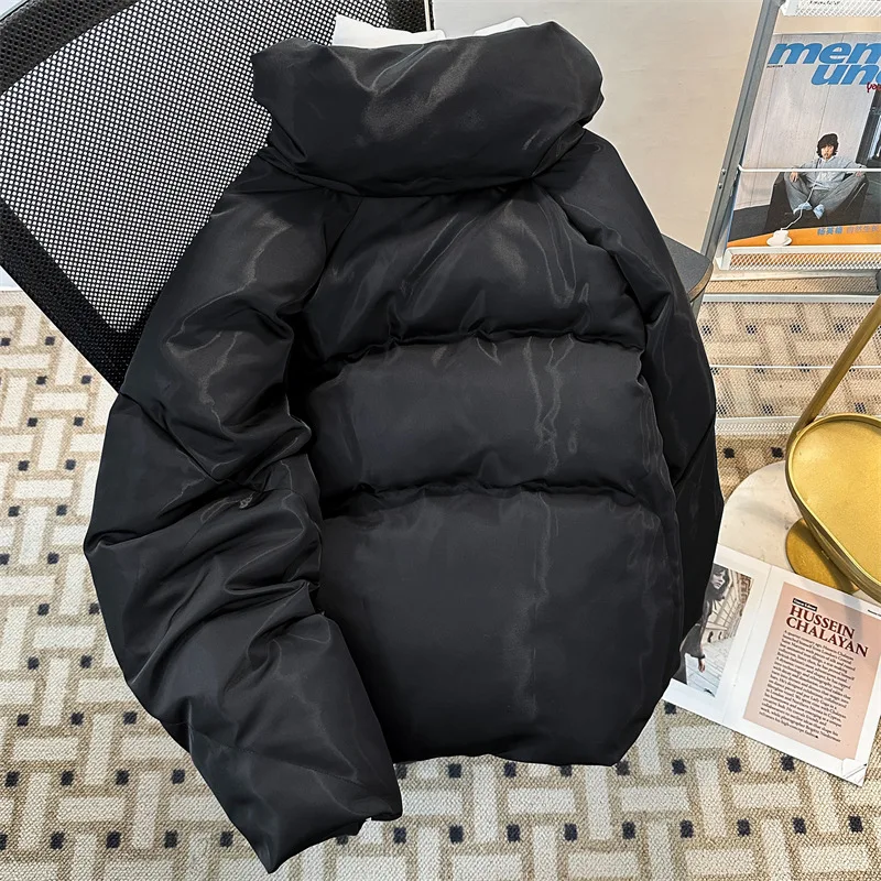 Man Winter Coat Thicken Wind-proof Stand Collar Male Dow Outerwear Streetwear Long Sleeve Zipper Loose Men Fake Two-piece Jacket