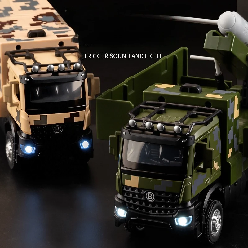 Model ciężarówki transportowej rakiet Feilong-10 w skali 1/35, metalowy model wojskowy z dźwiękiem i światłem, zabawka dla chłopców.