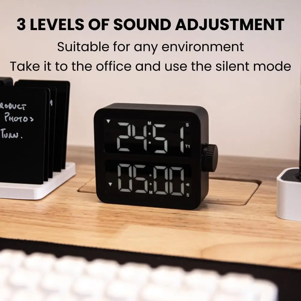 New Minimal Pomodoro Timer Silent Magnetic Visual Timer Black Grey Rechargeable Alarm Clock Countdown
