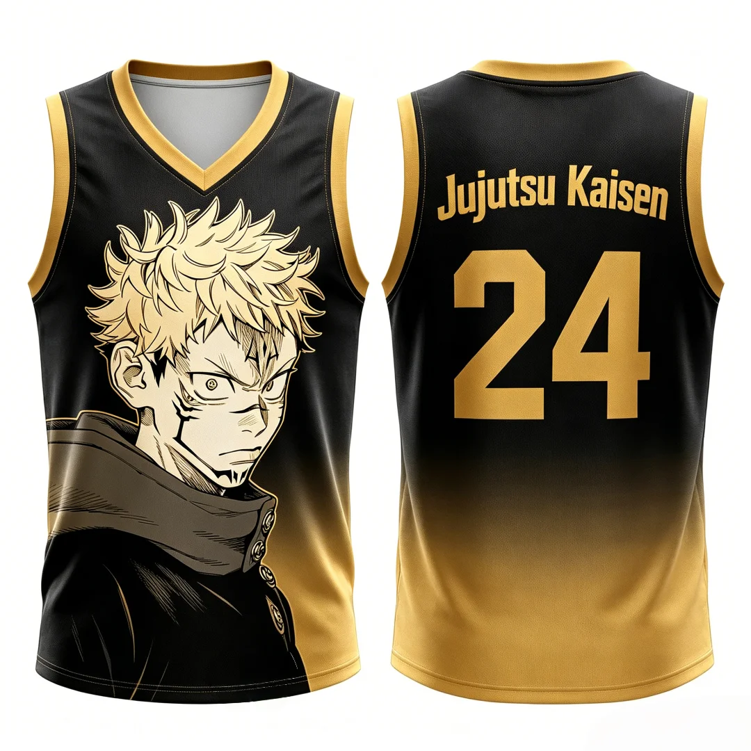 camiseta-de-basquete-jujutsu-kaisen-yuji-itadori-sem-mangas-top-masculino-com-estampa-de-anime-e-numero-dourado-em-gradiente