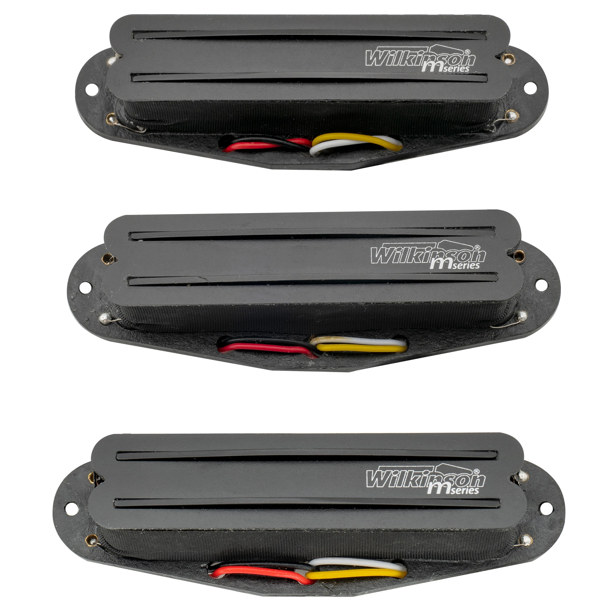 Wilkinson M Series Low Gauss Ceramic Single Coil Sized Humbucker Neck Middle Bridge Pickup for ST Guitar, Black Rail