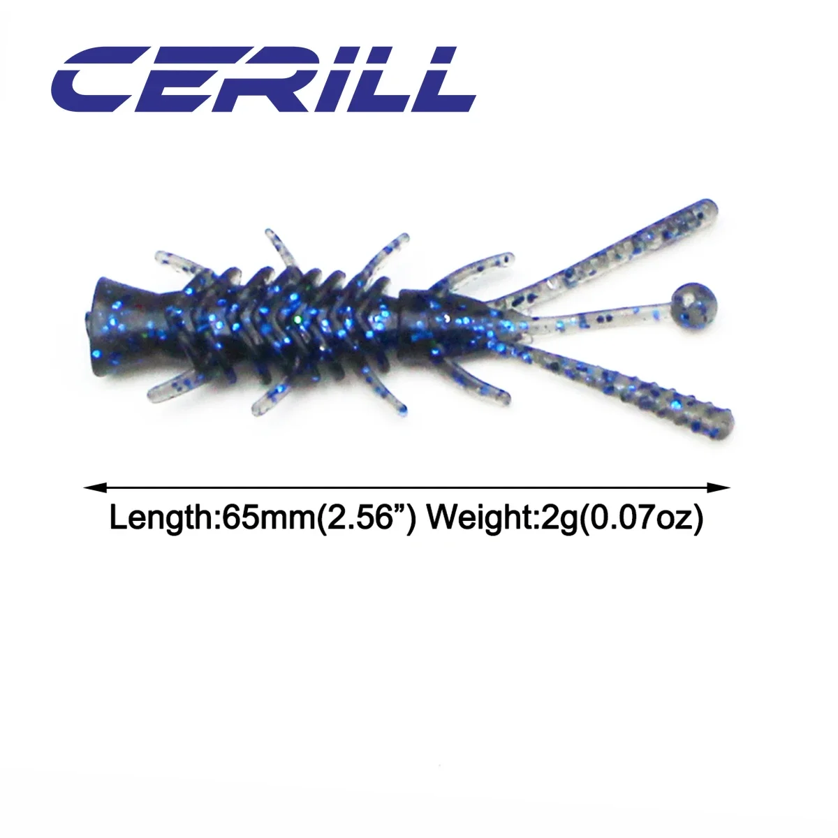 Cerill 10pcs/bag 65mm 2g Lifelike Shiner Twin Tail Fishing Lure Artificial Insect Bait Shrimp Worm Bass Carp Jigging Wobbler