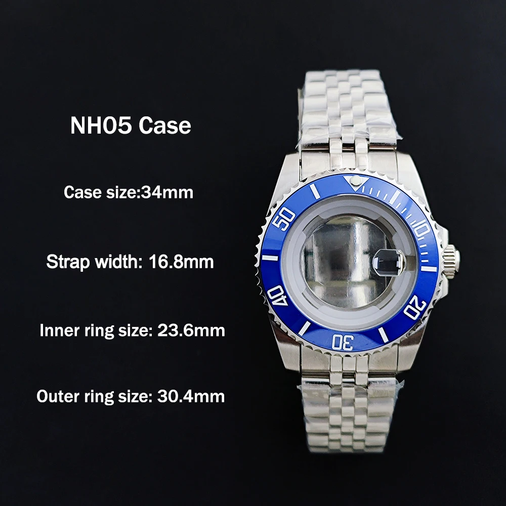 Ladies' 34mm Case NH05 Case Sapphire Glass Diving Case Customized Logo Suitable for NH05 Automatic Movement Accessories
