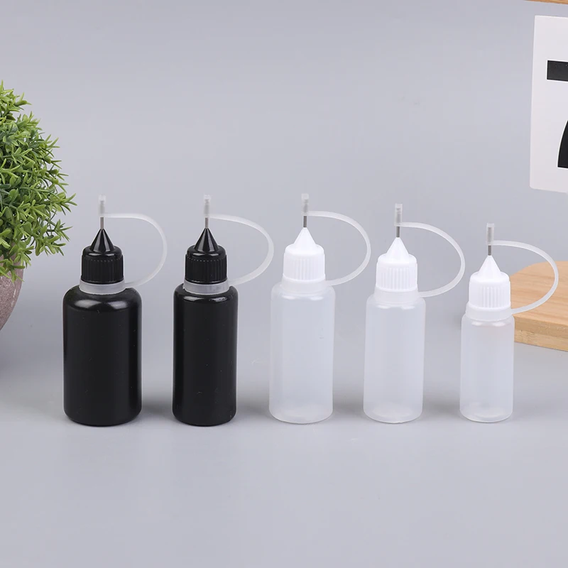 DIY Quilling Tool Empty Needle Tip Glue Bottle With Black Cap Liquid Dropper Containers With Silicone Rings For Crafting