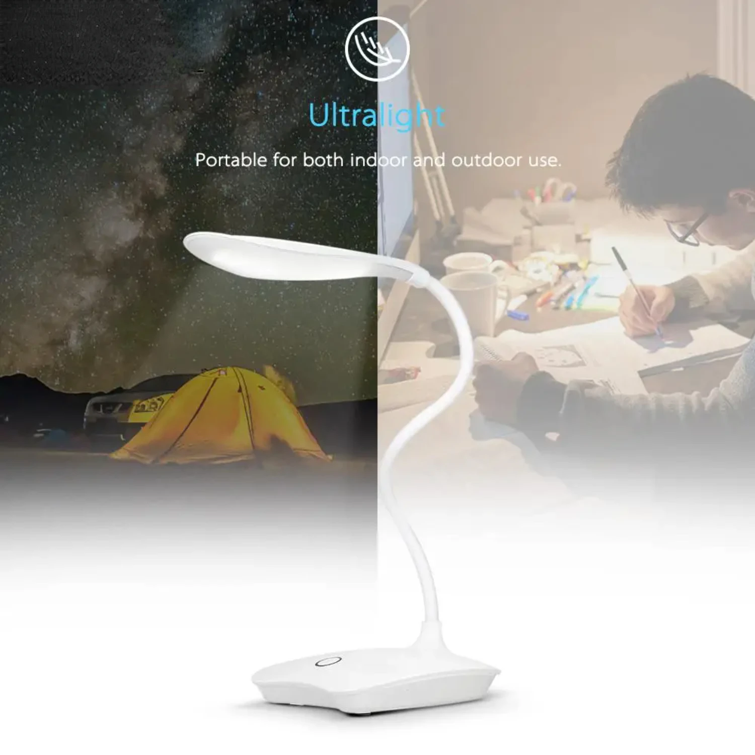 LED Desk Lamp Dimmable Eye-Caring White LED USB Rechargeable  Studying Reading  Control LED Table Lamp