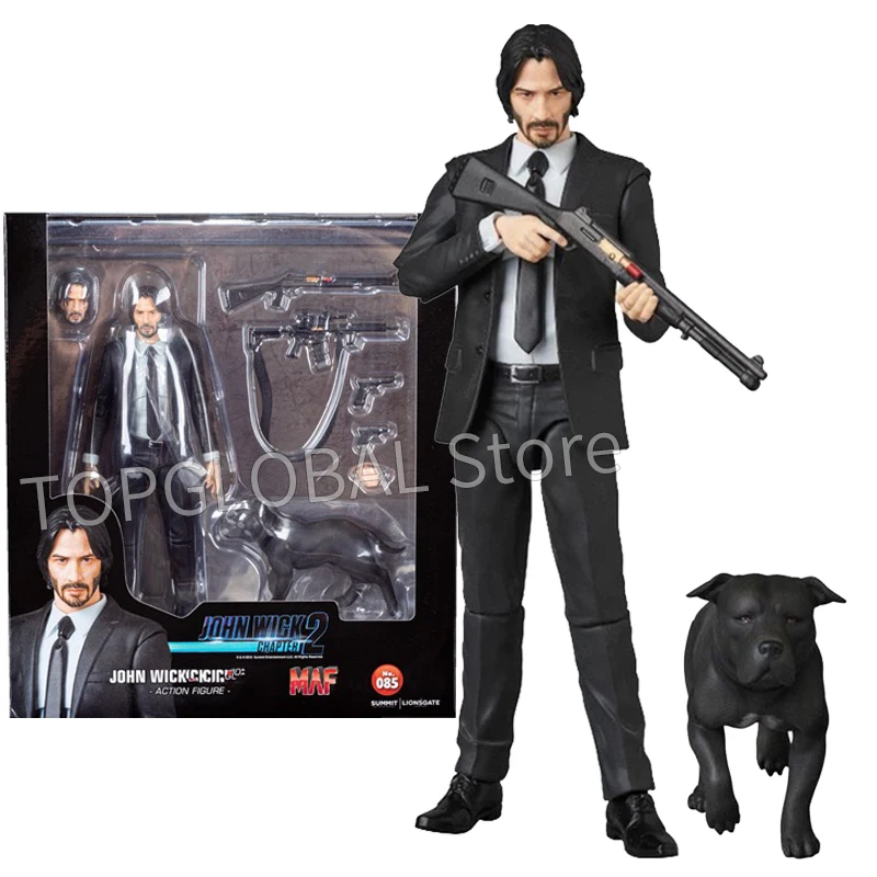 Mafex 085 JOHN WICK Chapter 2 with Dogs Action Figure Doll Horror Halloween PVC Collectible Joints Moveable Model Toy Gift