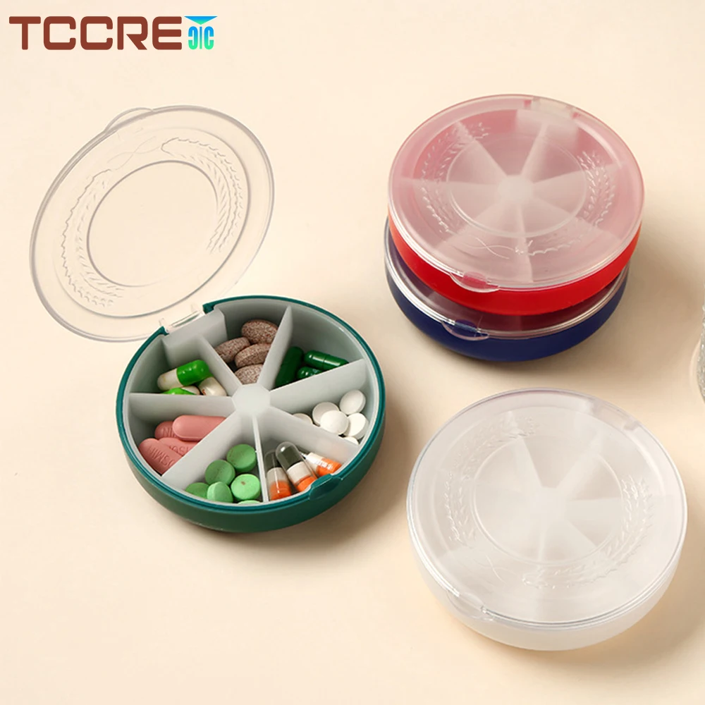 

1PCS Portable Daily Weekly Pill Organizer 7 Day Pills Container, Round Pill Case, BPA-Free Vitamin, Fish Oil, Medication Planner