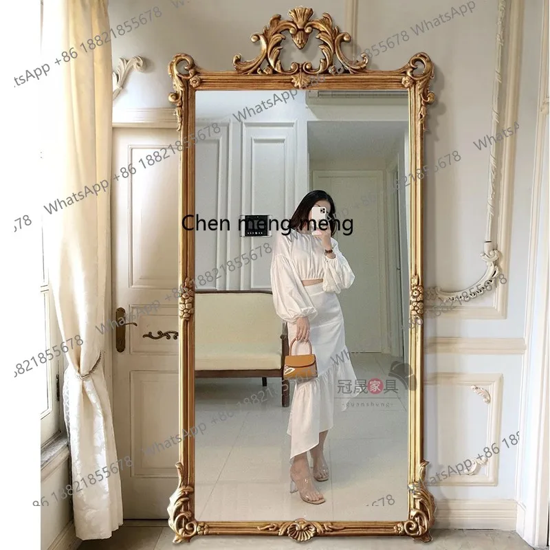 Retro full-length mirror, cloakroom, living room, floor mirror, entrance hall, French European style dressing mirror