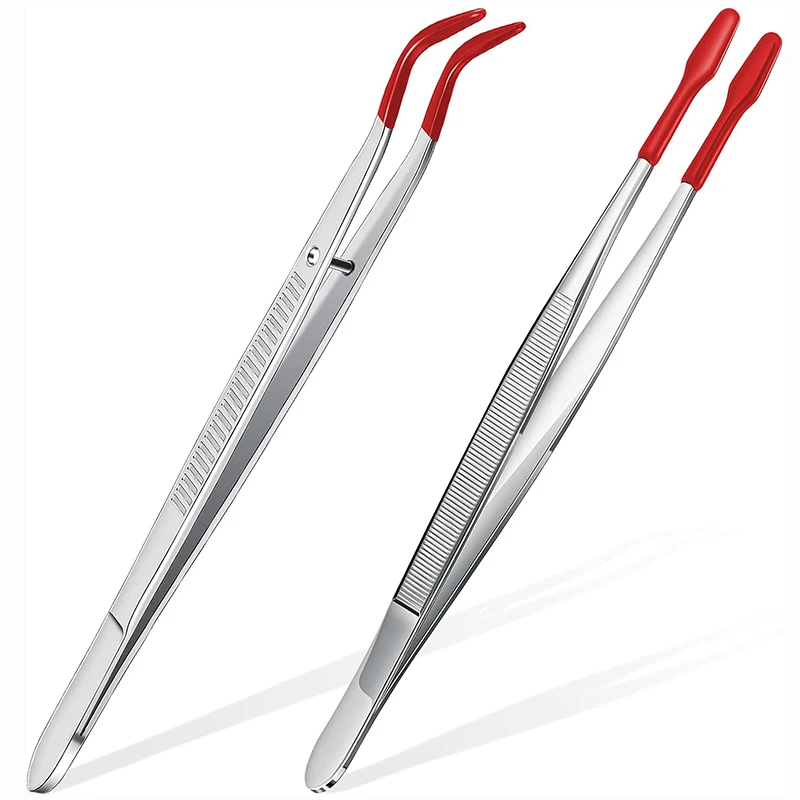 

2Pcs Rubber Tipped Tweezers Stainless Steel Tweezers with Rubber Coated Tips for Jewelry Hobby Industrial Hobby Craft