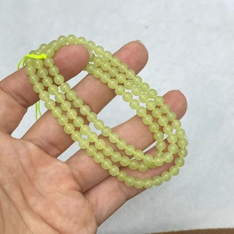 Natural Jade Yellow Mouth Buddha Beads 5M Hetian Jadeite Bracelet Necklace