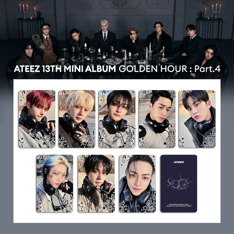 ATEEZ 8pcs/set GOLDEN HOUR Part.4 Album Card, Special Edition Card, Signed Card, Postcard Collector's Card San Wooyoung Mingi