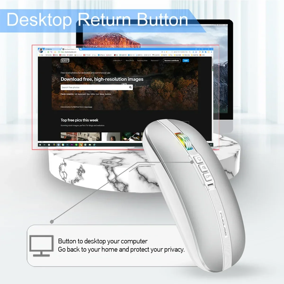 

Dual Mode Bluetooth 2.4G Wireless Mouse 1600DPI Type-C Rechargeable Ergonomic For Laptop PC Gaming wireless Mouse