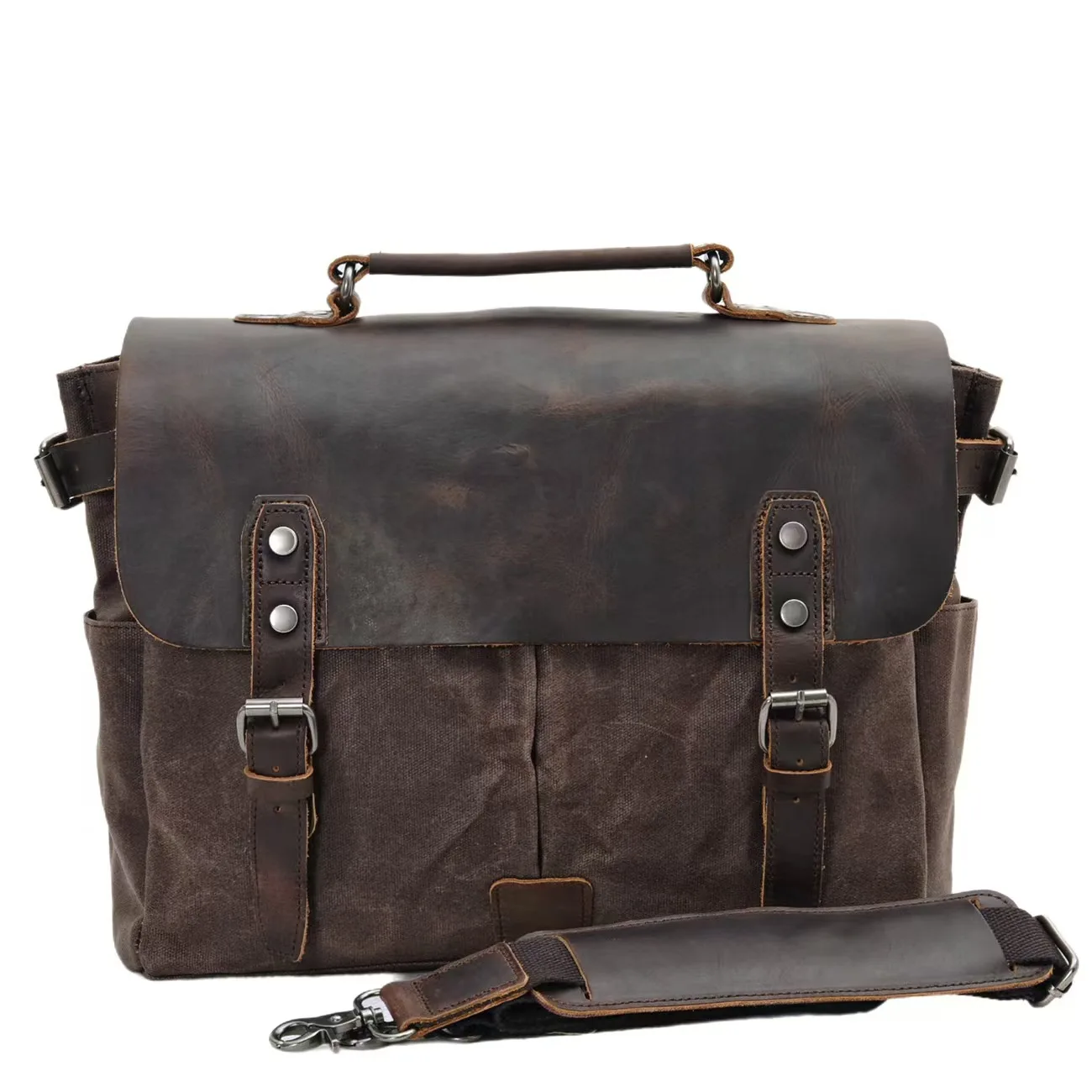 

New Men's Canvas Backpack Business Handbag Waterproof Retro Shoulder Bag Crossbody Computer Bag Fashionable European Style