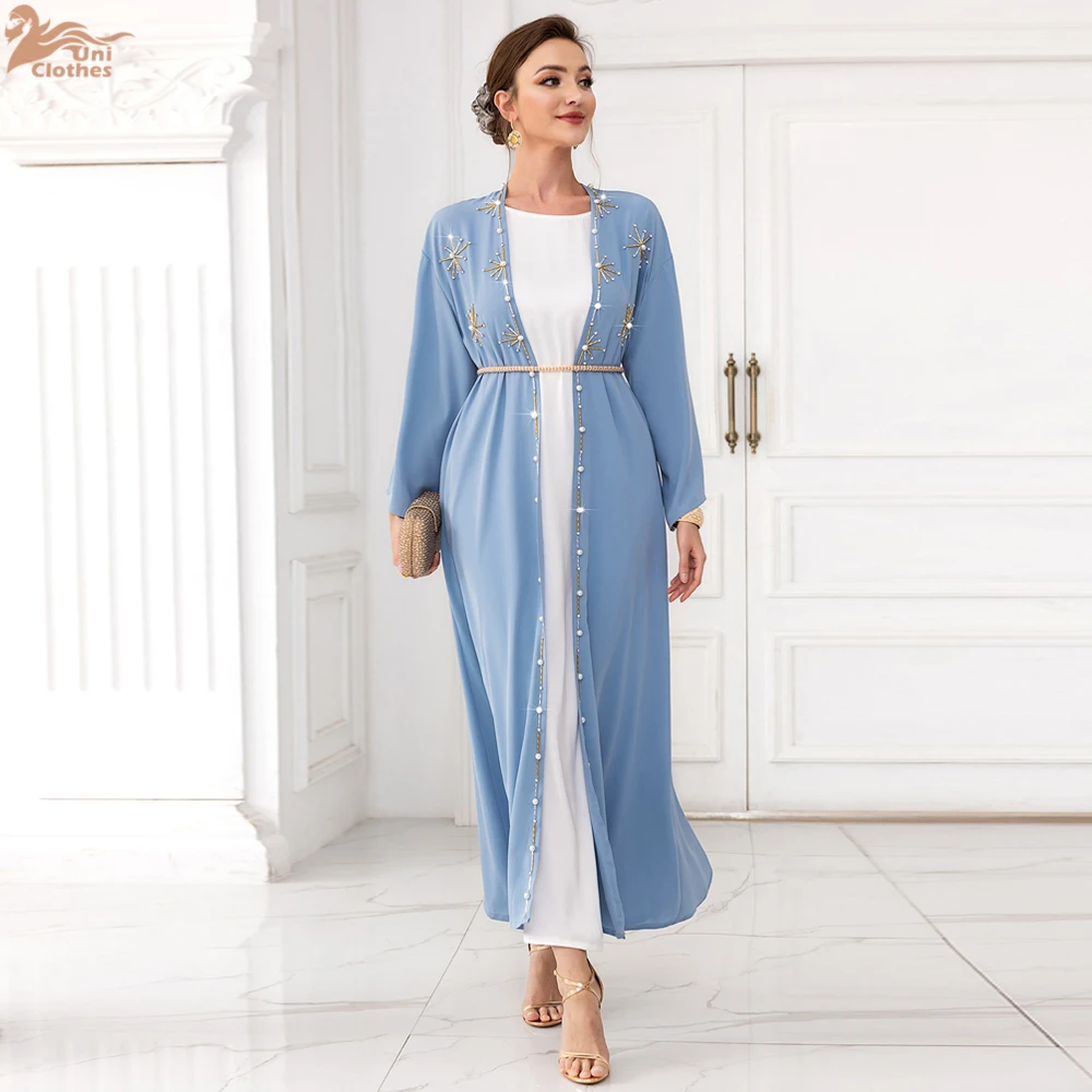 Elegantes Damen Abaya Langarm Muslimisches Kleid – Lässiger Kaftan Kimono Für Gebetskleidung & Alltag 2025
