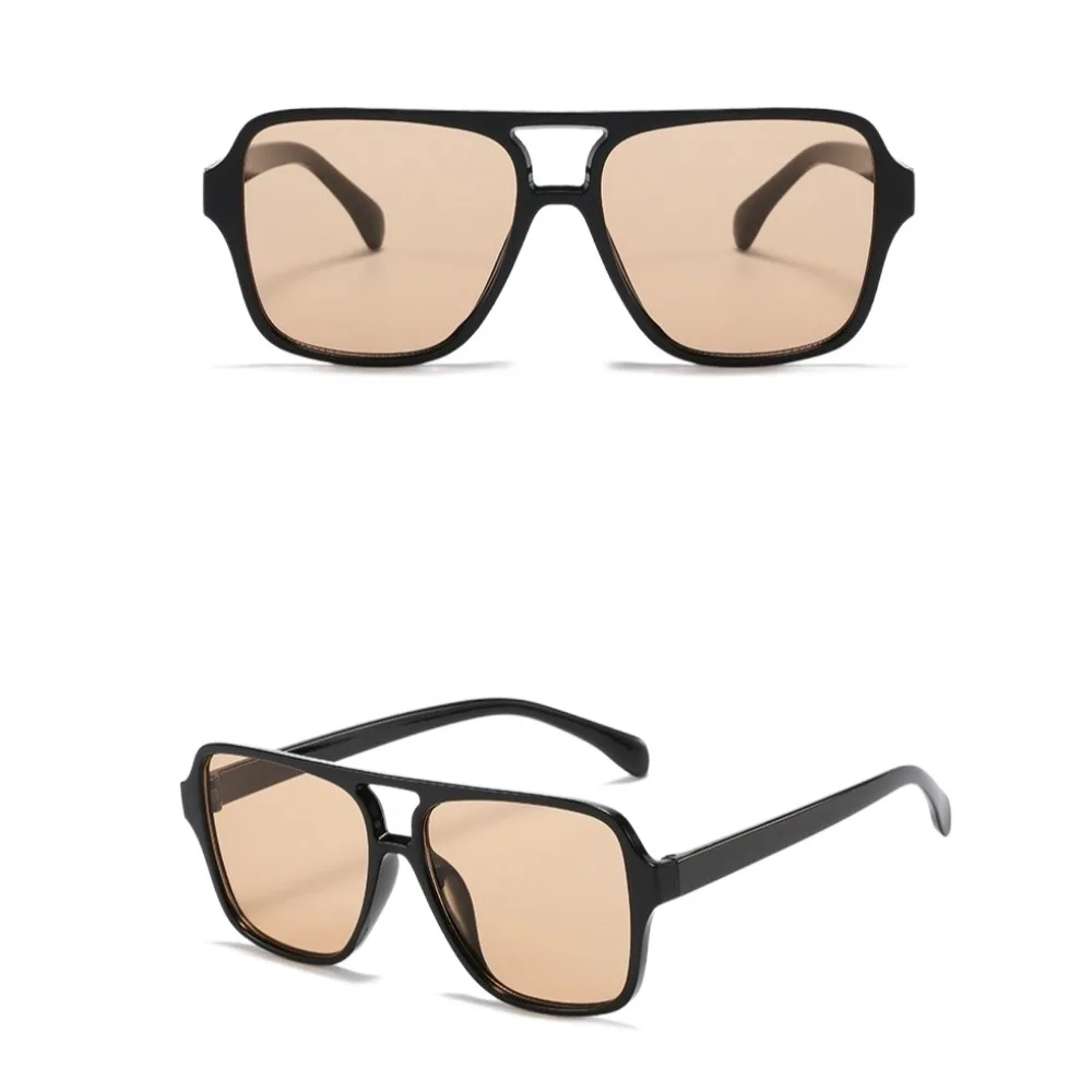 Vintage Big Frame Square Sunglasses Double Beam UV400 Pilot Sun Glasses Leopard Print Punk Retro Eyewear Outdoor