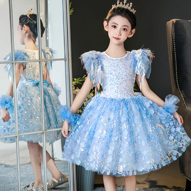 

Kids Ballroom Clothing Sequined Modern Dance Tutu Dress Girls Jazz Dance Costume Stage Wear Festival Celebration Modern dance