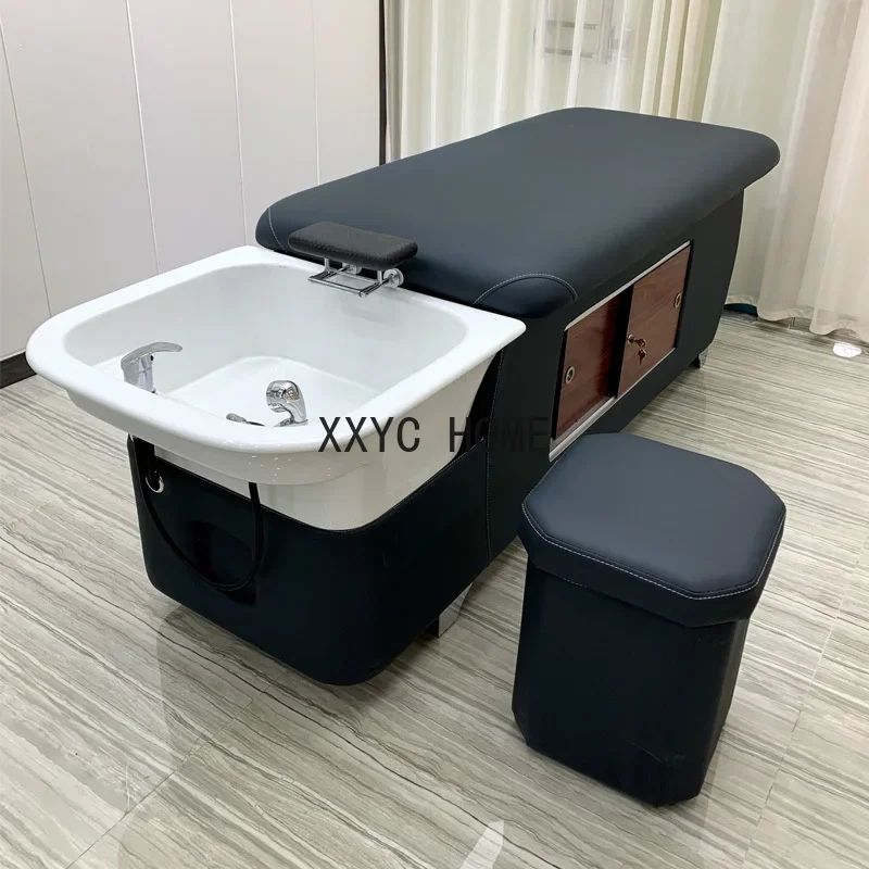 Liggend Volledig Shampoo Chair voor Kapsalon Spoelbed Kapsalon Ceramic Basin Massage Bank