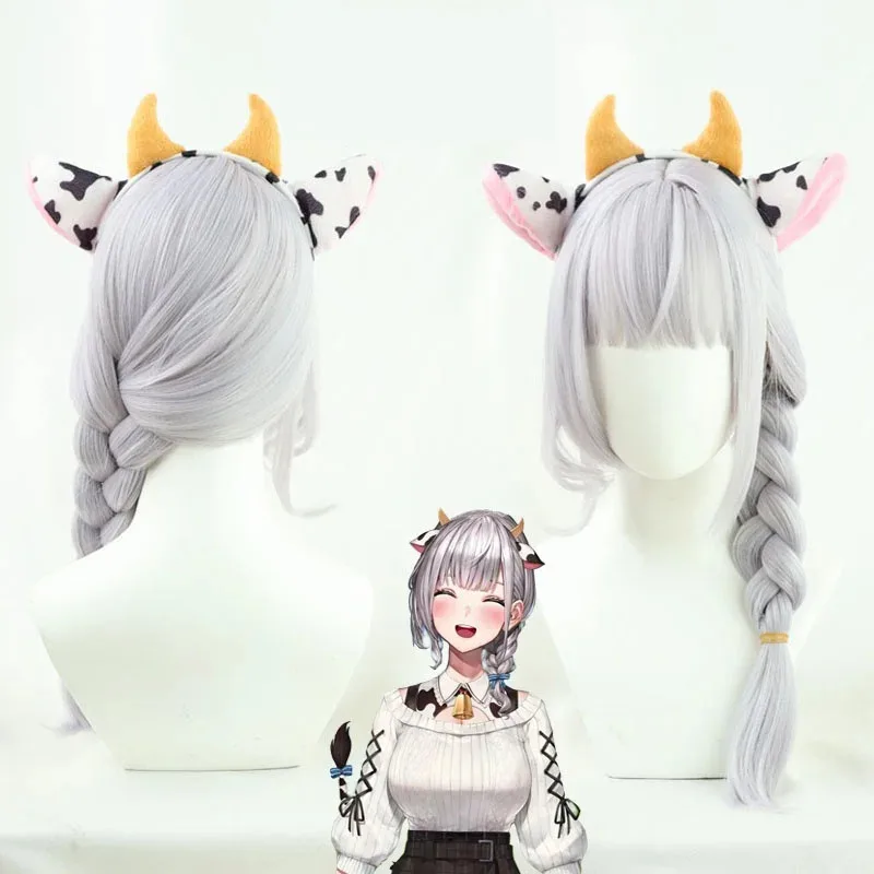4 أنواع VTuber Shirogane نويل شعر مستعار تأثيري Hololive الخيال Youtuber الفتيات تأثيري شعر مستعار مقاوم للحرارة