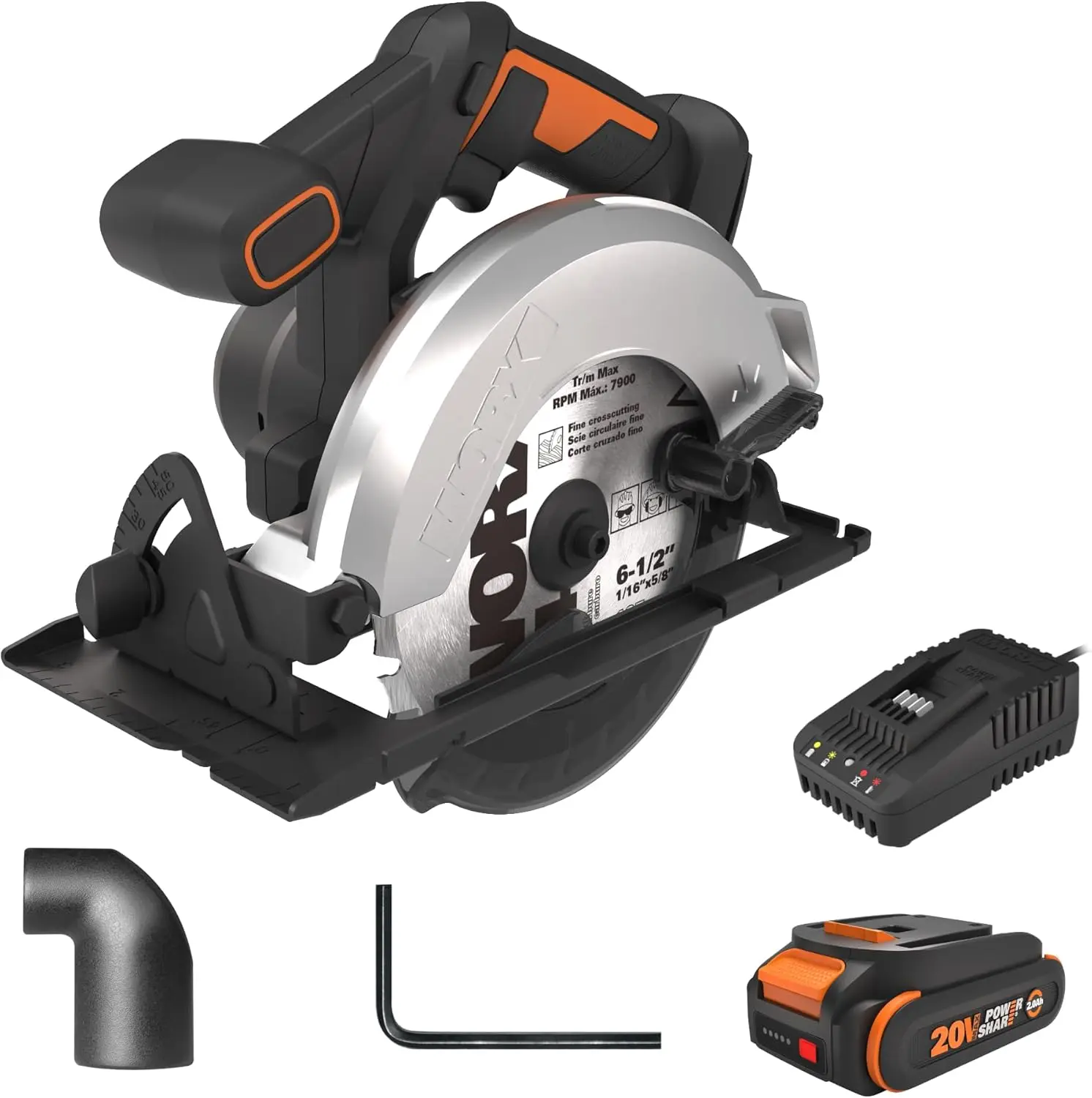 Worx 20V Cordless Electric Circular Saw 6-1/2'' Max. 2-3/16