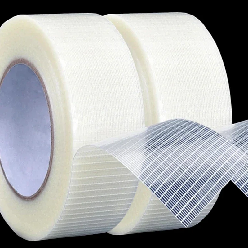 20M Transparent Grid Fiber Tape Super Strong Mesh Single-Sided Tapes Wear-Resistant Glass Fiber High Viscosity Reinforced Tape