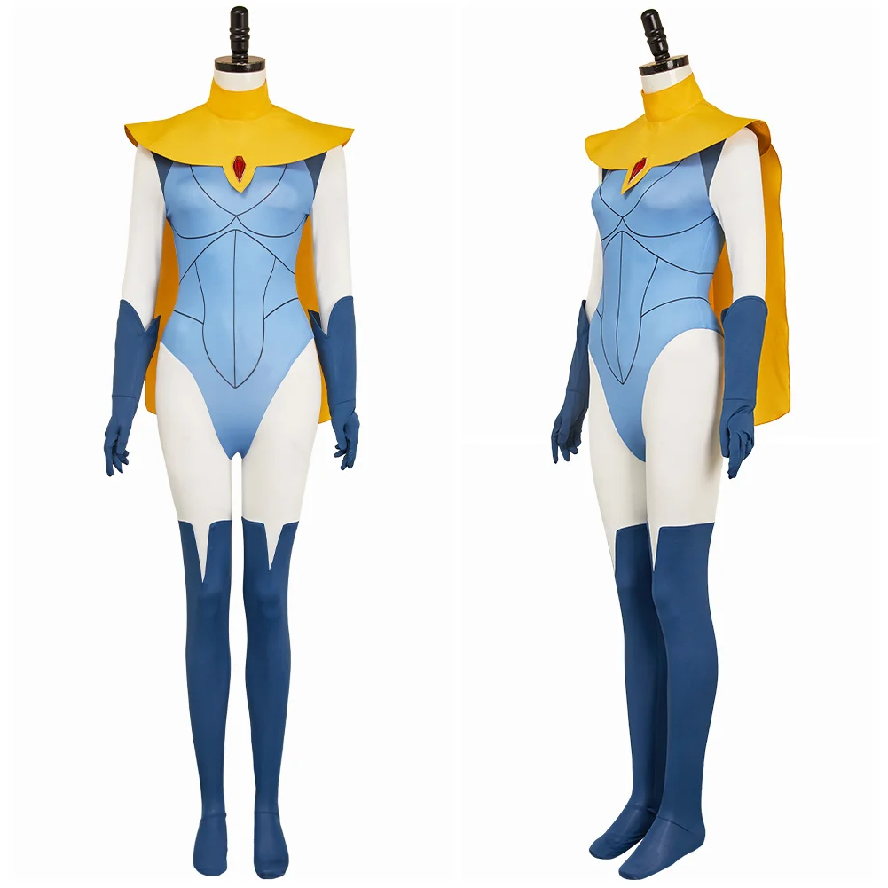Blonde Blazer Cosplay Women Fantasy Costume Game Dispatched Cloak Jumpsuit Eyemask Gloves Set for Halloween Carnival Party Suit view 2