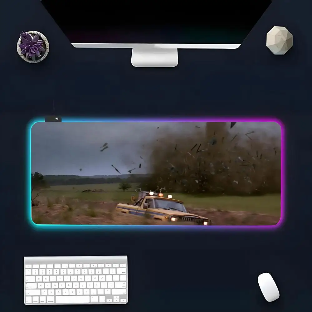 The Film T-Twisters Mouse Pad RGB Glow Personality Picture Custom PC Table Mat Carpet Mat Game Player Dedicated LED