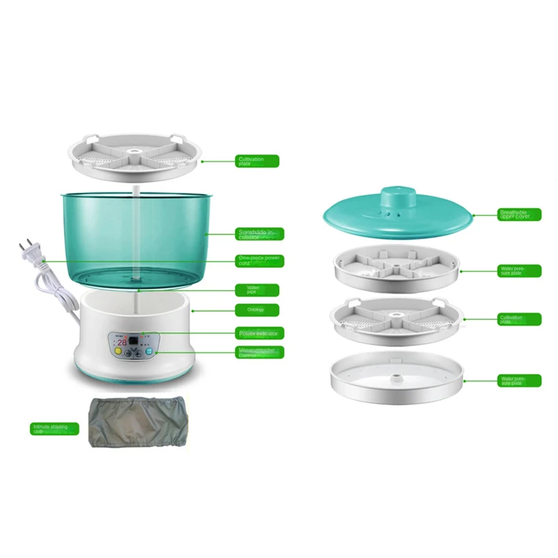 آلة براعم الفول متعددة الوظائف براعم الفول الخام المنزلية طبقة مزدوجة فول الصويا مونج الفول تنبت التلقائي بالكامل