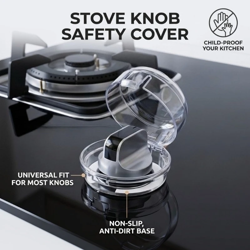 2 Pcs Household Gas Switch Protective Cover Child Proof Stove Oven Knob Covers Child Safety Lock Clear/Black Stove Guard Proof