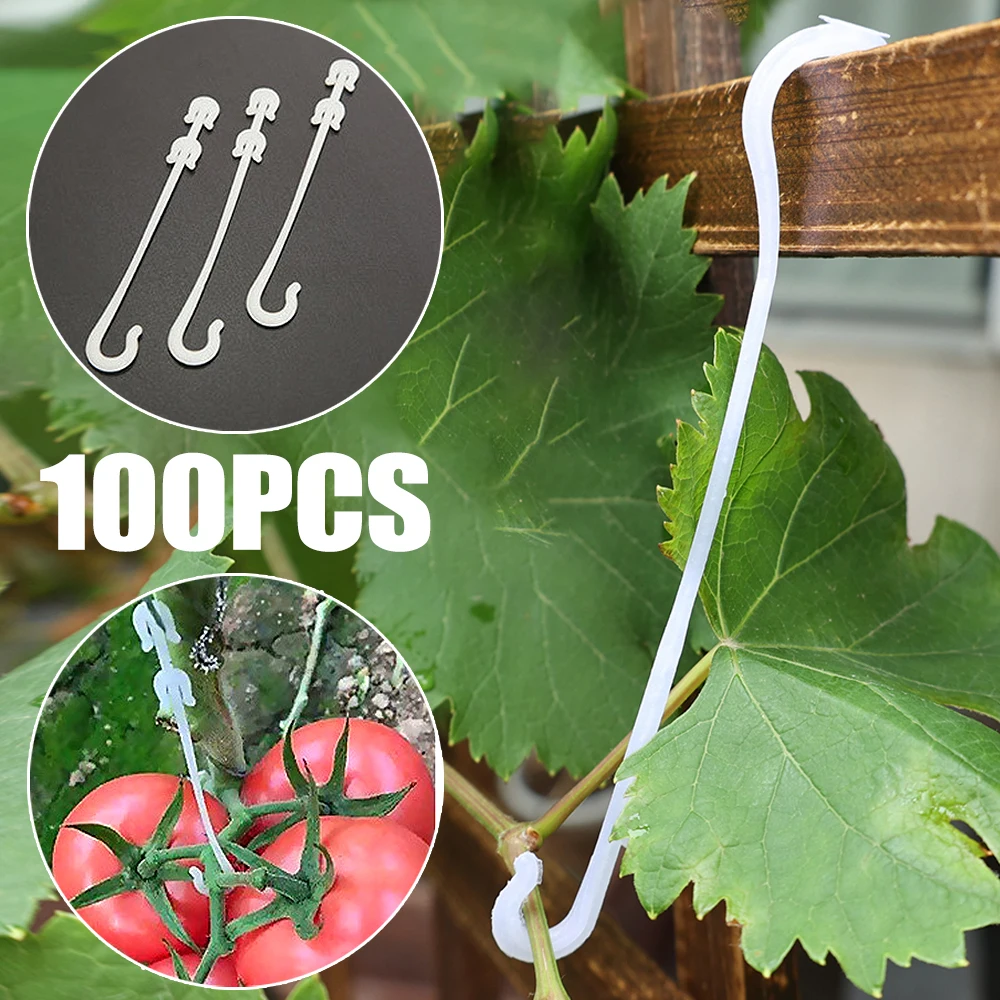 

100-1Pcs Plant J Shape Hook Tomato Support Vegetable Vines Fixed Buckle Ear Hook Clip Gardening Plant Accessories Fruits Link